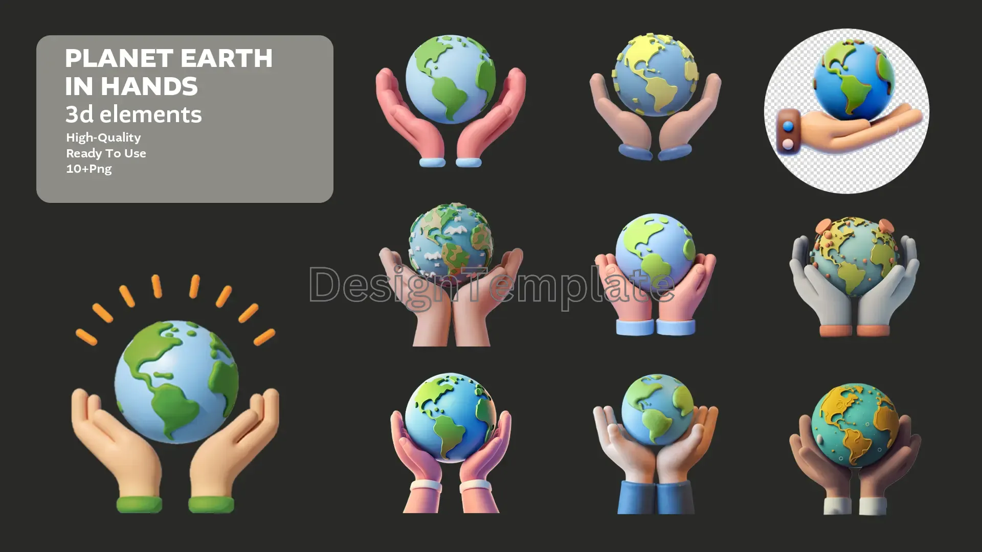Global Grasp Planet Earth in Hands 3D Elements